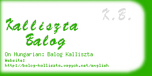 kalliszta balog business card